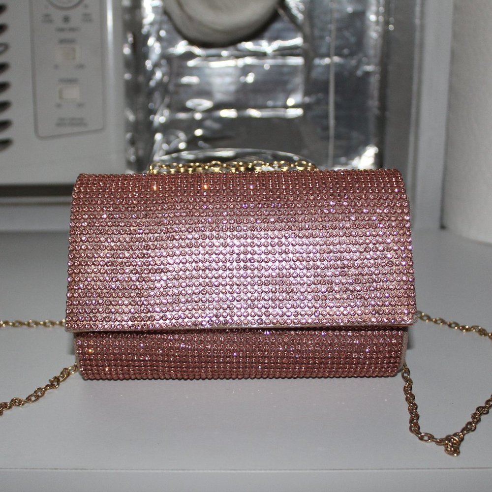 All Over Mini Jewels Clutch - Metallic Rose Gold